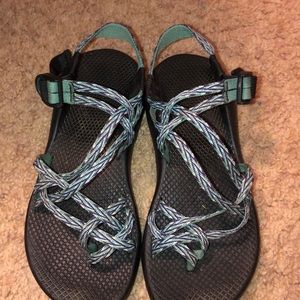 Blue and Green Chacos